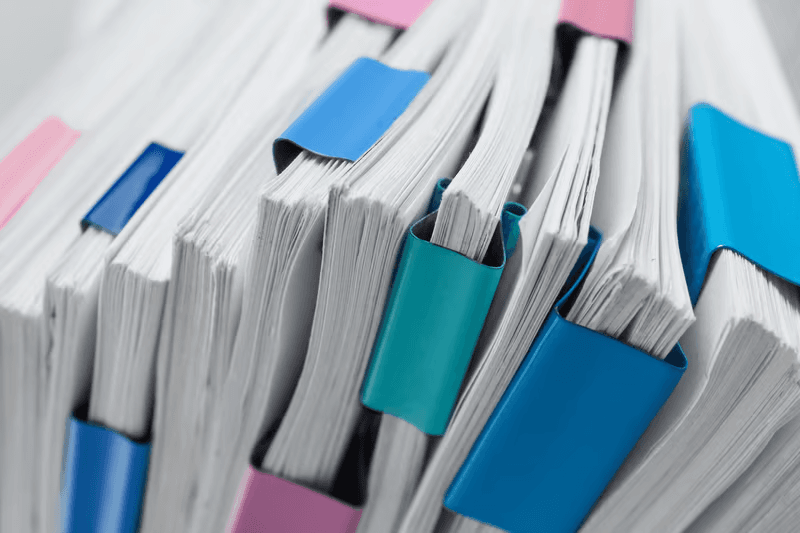 Organized stacks of bound documents