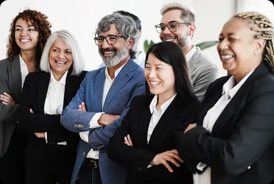 Smiling team of colleagues standing together