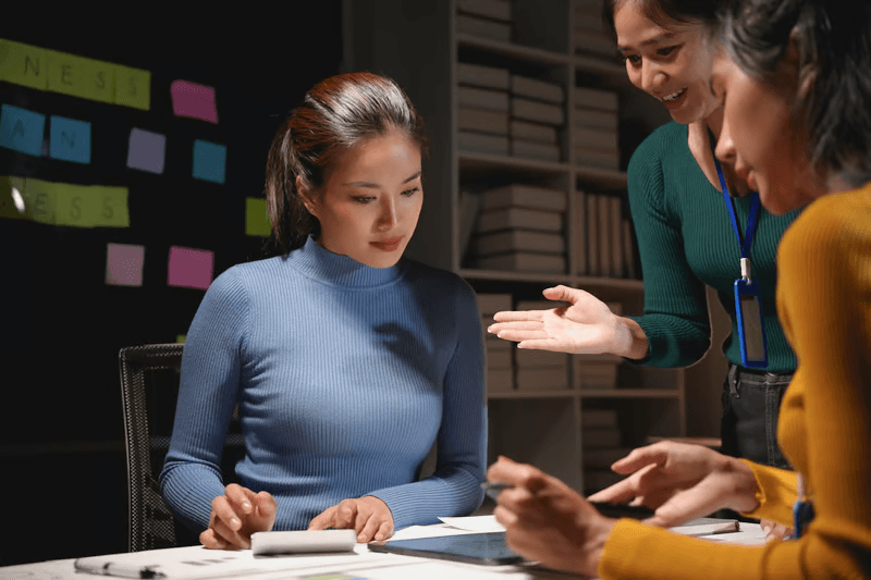 Office workspace with evidence documents