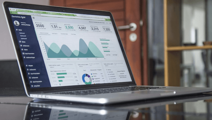 Analytics charts on a laptop