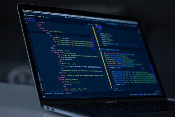 Source code on a monitor