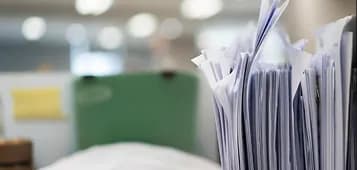 Stack of documents on a desk